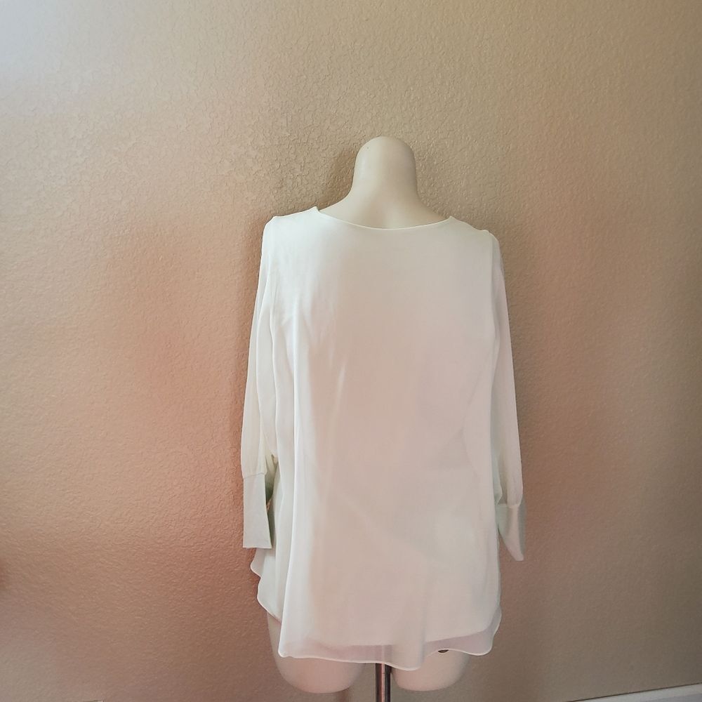 New Soft Surroundings Semi Sheer Overlay Long Sleeve Top Size L - Picture 5 of 10